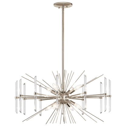 Kichler Eris 8-Light Chandelier | Polished Nickel Steel & Crystal | Dining Room & Living Room | 30 x 16.75 in | Model 44276PN