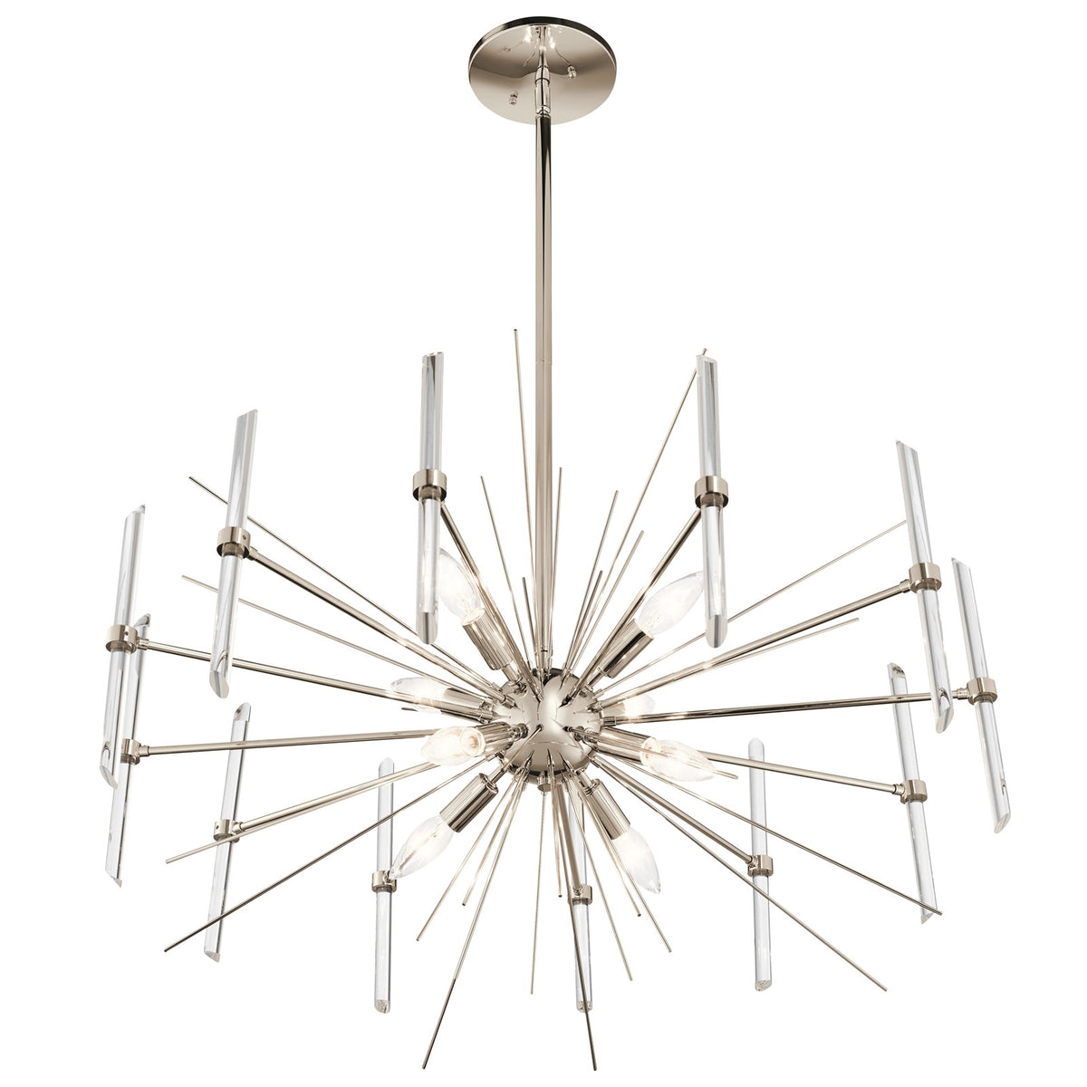 Kichler Eris 8-Light Chandelier | Polished Nickel Steel & Crystal | Dining Room & Living Room | 30 x 16.75 in | Model 44276PN