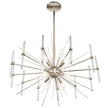 Kichler Eris 8-Light Chandelier | Polished Nickel Steel & Crystal | Dining Room & Living Room | 30 x 16.75 in | Model 44276PN
