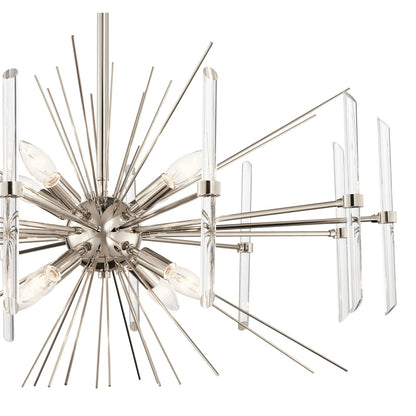 Kichler Eris 8-Light Chandelier | Polished Nickel Steel & Crystal | Dining Room & Living Room | 30 x 16.75 in | Model 44276PN