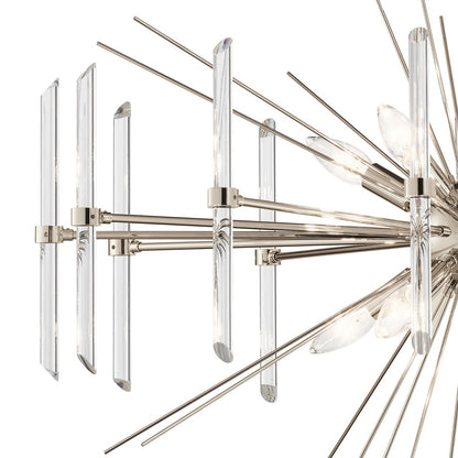 Kichler Eris 8-Light Chandelier | Polished Nickel Steel & Crystal | Dining Room & Living Room | 30 x 16.75 in | Model 44276PN