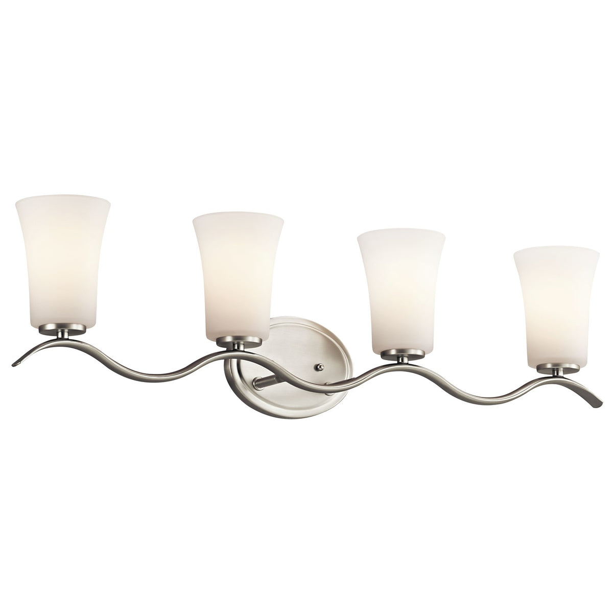 Kichler Armida 32in 4-Light Bath Vanity | Transitional Brushed Nickel and Satin Etched White Glass | Bathroom Vanity | 32.25 x 9 in | Model 45377NI