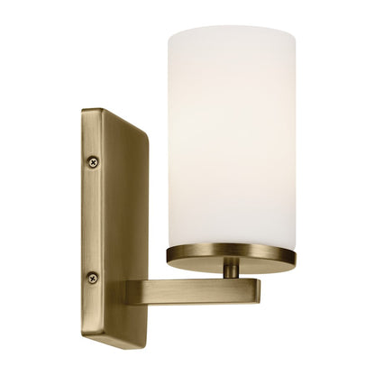 Crosby 1 Light Cylinder 9.25" Sconce, Brass/Etched Cased Opal