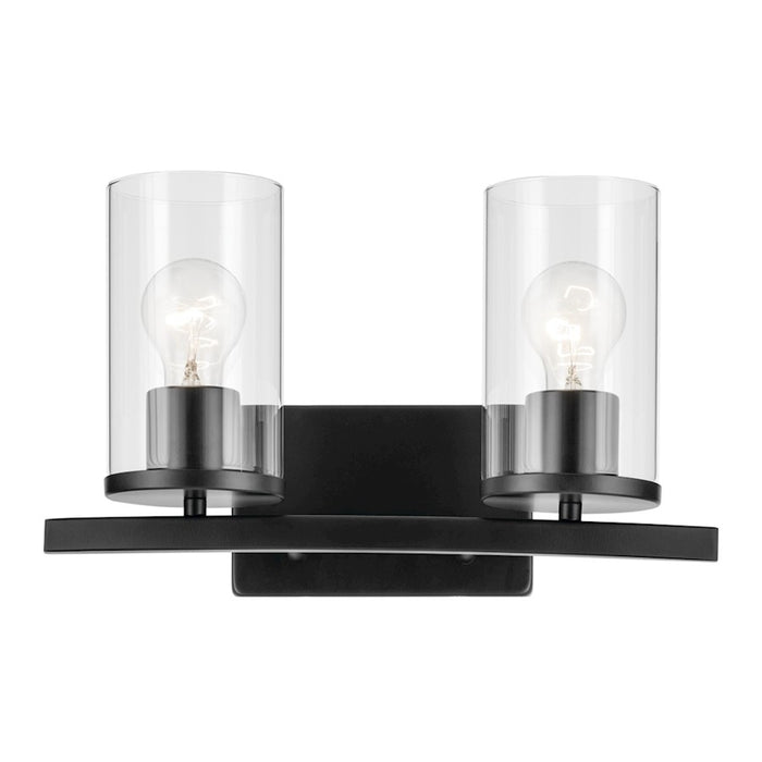 Kichler Crosby 2 Light Linear 8.75" Vanity Light, Black/Clear - 45496BKCLR