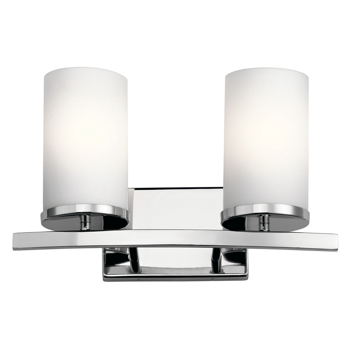 Kichler Crosby 15in 2-Light Vanity Light | Chrome and Satin Etched Opal Glass | Bathroom Vanity | 15 x 8.75 in | Model 45496CH
