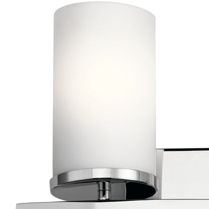 Kichler Crosby 15in 2-Light Vanity Light | Chrome and Satin Etched Opal Glass | Bathroom Vanity | 15 x 8.75 in | Model 45496CH