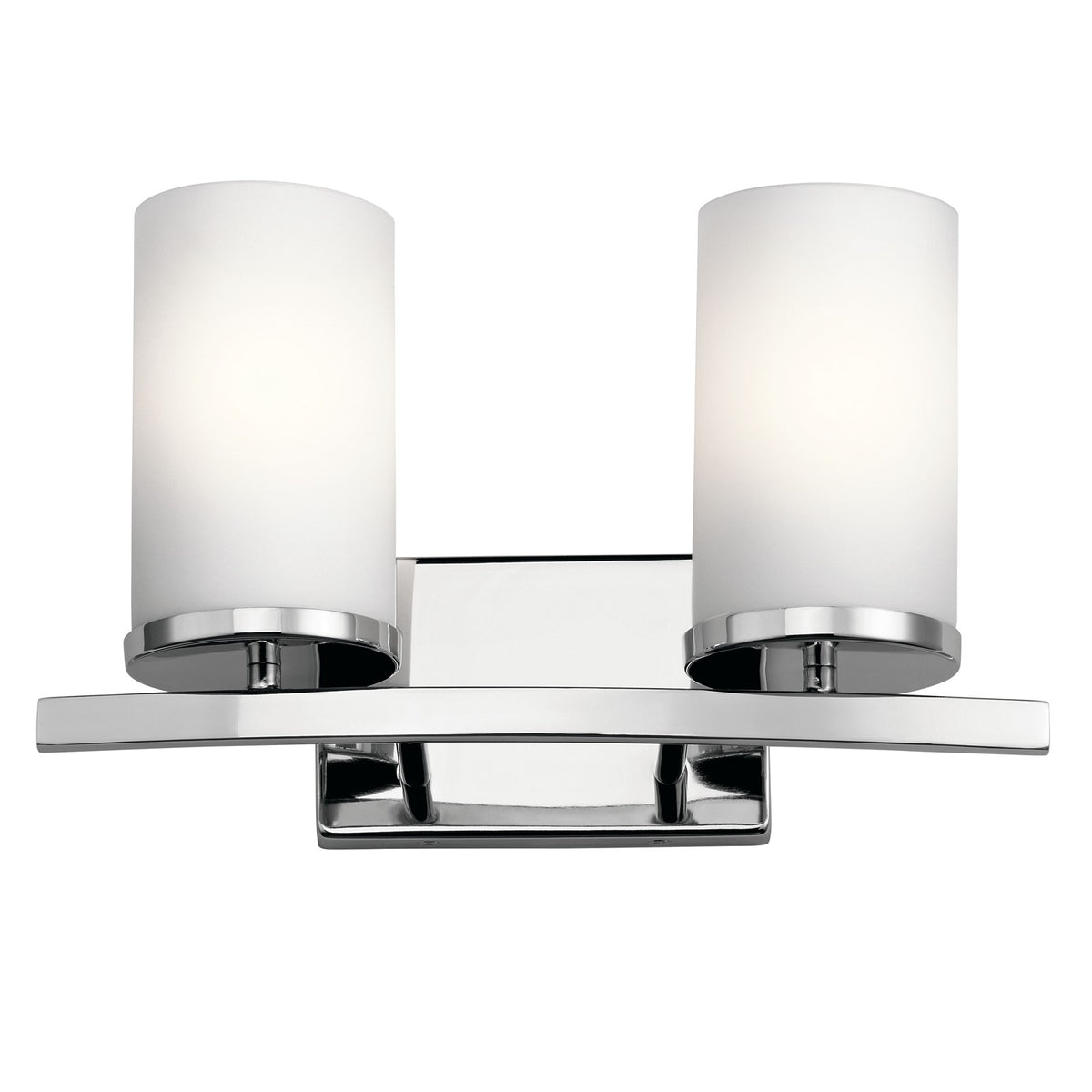 Kichler Crosby 15in 2-Light Vanity Light | Chrome and Satin Etched Opal Glass | Bathroom Vanity | 15 x 8.75 in | Model 45496CH