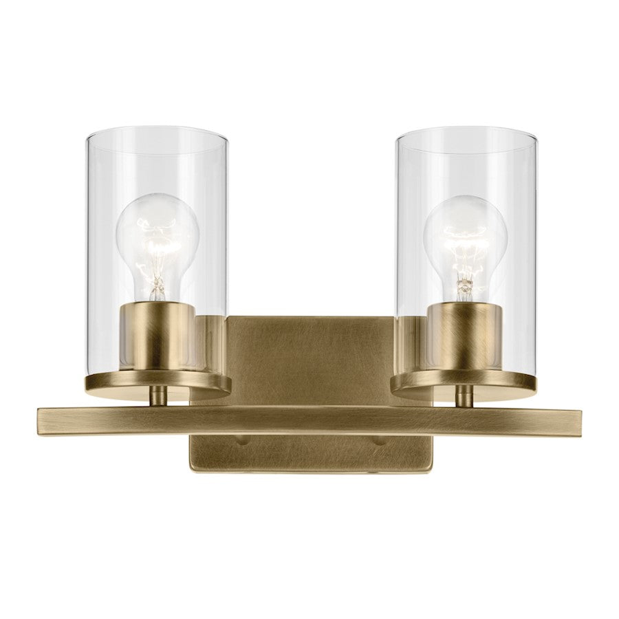 2 Light Linear 8.75" Bathroom Vanity Light, Brass