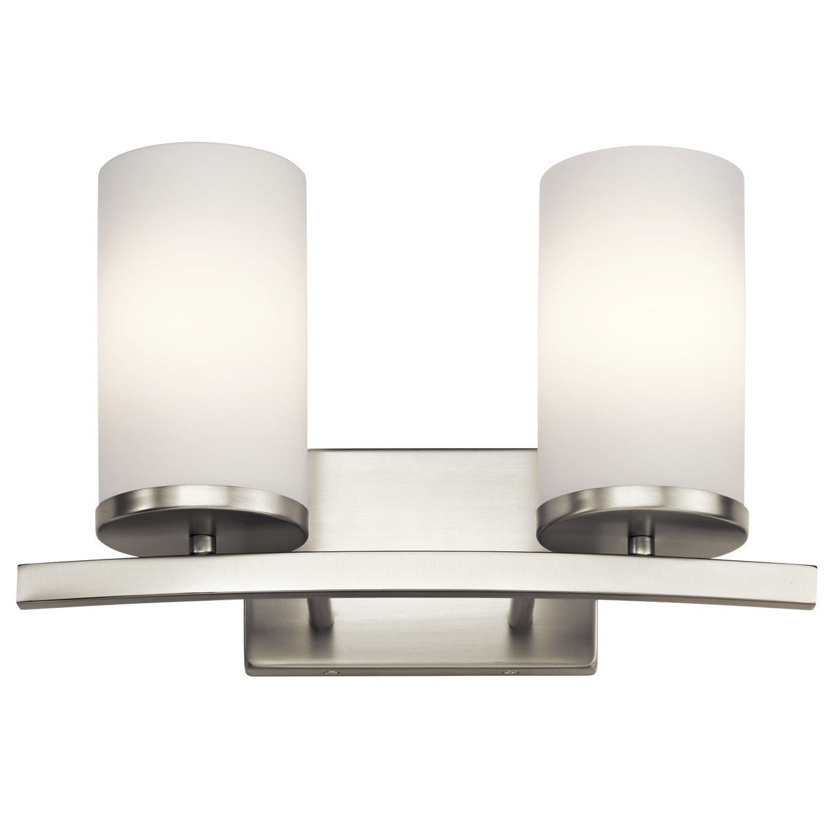 Kichler Crosby 15in 2-Light Bath Vanity Light | Brushed Nickel and Satin Etched Cased Opal Glass | Bathroom Vanity | 15 x 9 in | Model 45496NI