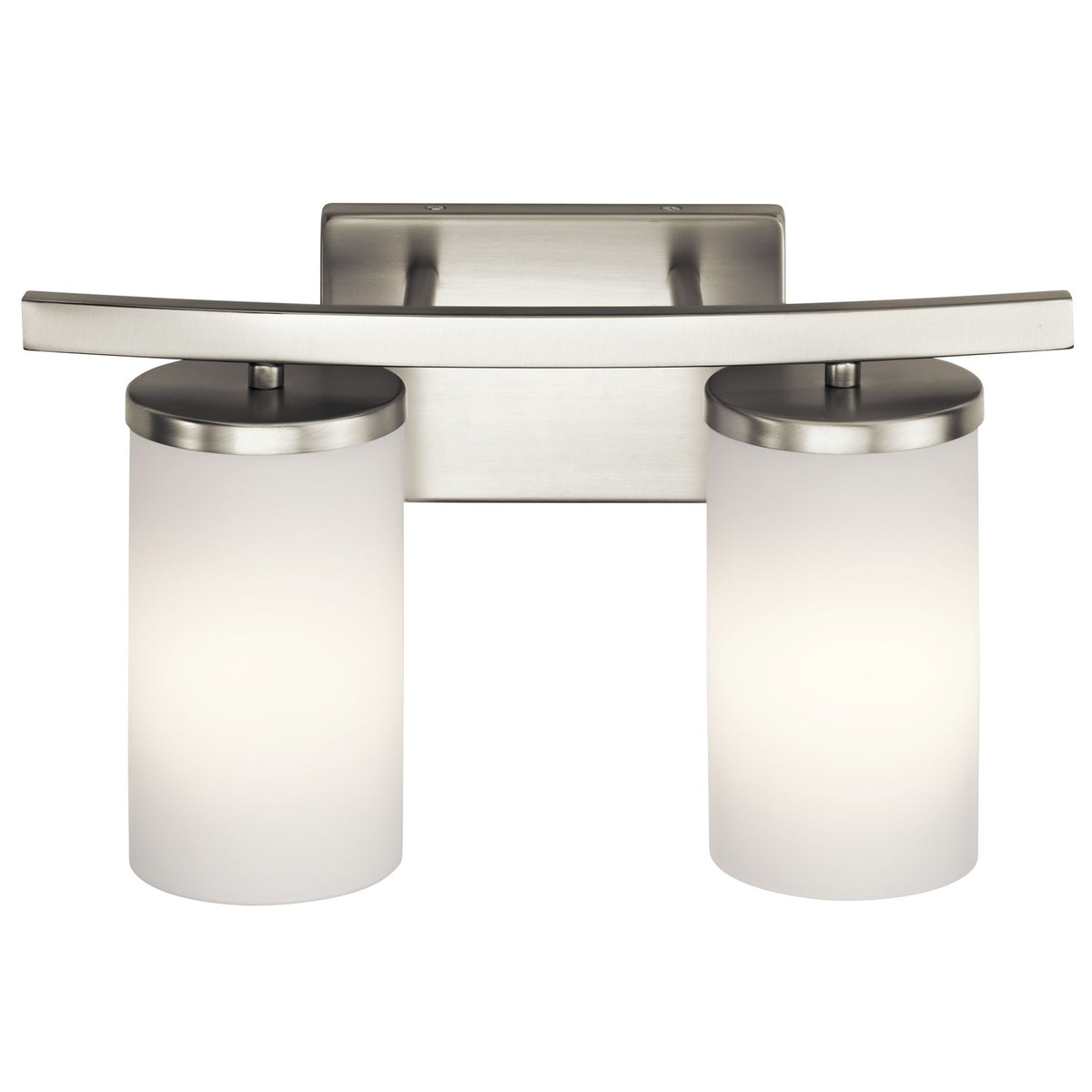 Kichler Crosby 15in 2-Light Bath Vanity Light | Brushed Nickel and Satin Etched Cased Opal Glass | Bathroom Vanity | 15 x 9 in | Model 45496NI