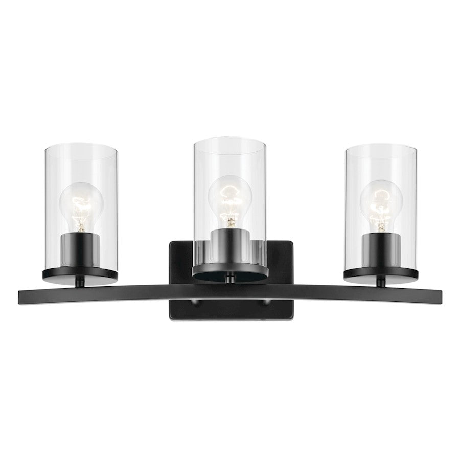 3 Light Linear 8.75" Bathroom Vanity Light, Black