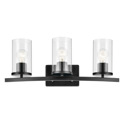 3 Light Linear 8.75" Bathroom Vanity Light, Black