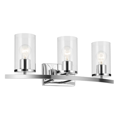 Kichler Crosby 3 Light Linear 8.75" Vanity Light, Chrome/Clear - 45497CHCLR