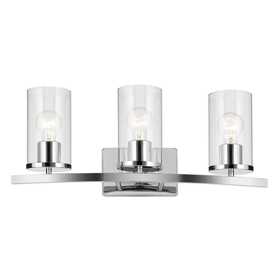 3 Light Linear 8.75" Bathroom Vanity Light, Chrome