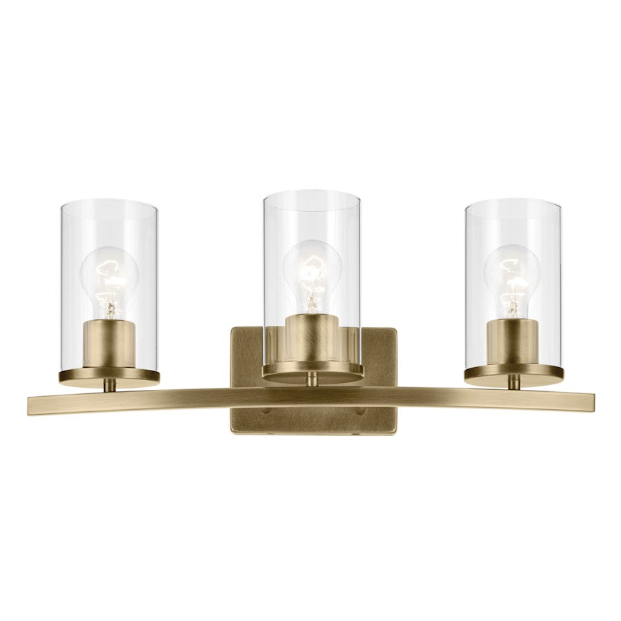 3 Light Linear 8.75" Bathroom Vanity Light, Brass