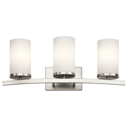 Kichler Crosby 23in 3-Light Bathroom Vanity Light | Brushed Nickel and Satin Etched Opal Glass | Bathroom & Powder Room | 23 x 8.75 in | Model 45497NI