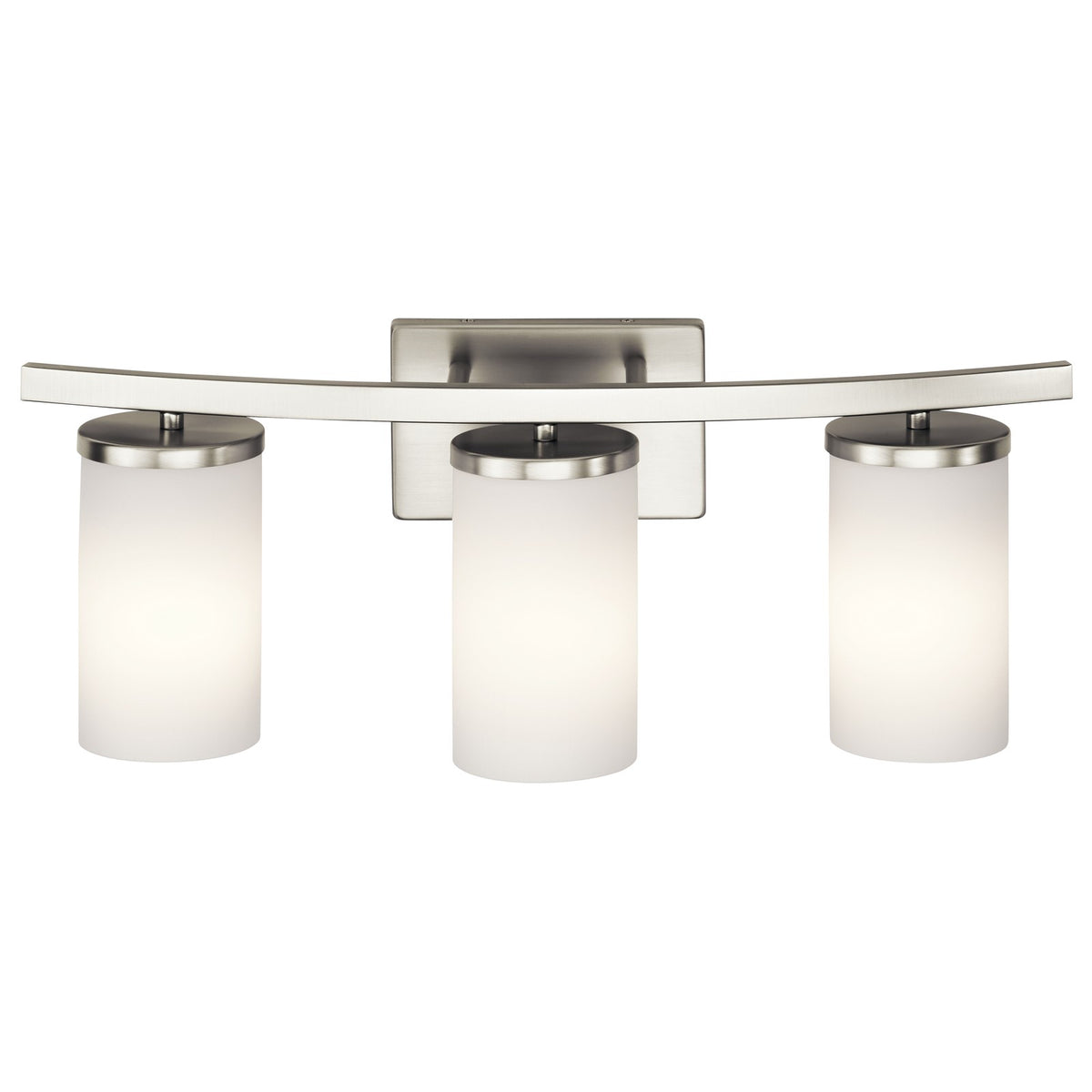 Kichler Crosby 23in 3-Light Bathroom Vanity Light | Brushed Nickel and Satin Etched Opal Glass | Bathroom & Powder Room | 23 x 8.75 in | Model 45497NI