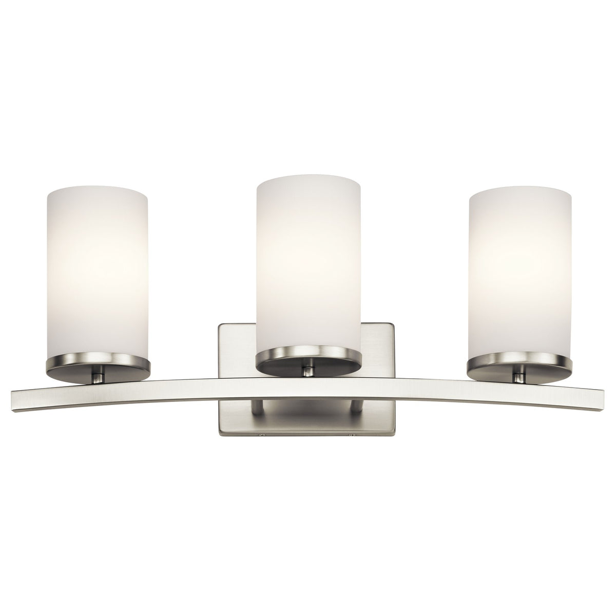 Kichler Crosby 23in 3-Light Bathroom Vanity Light | Brushed Nickel and Satin Etched Opal Glass | Bathroom & Powder Room | 23 x 8.75 in | Model 45497NI