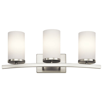 Kichler Crosby 23in 3-Light Bathroom Vanity Light | Brushed Nickel and Satin Etched Opal Glass | Bathroom & Powder Room | 23 x 8.75 in | Model 45497NI