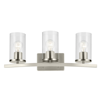 3 Light Linear 8.75" Bathroom Vanity Light, Nickel