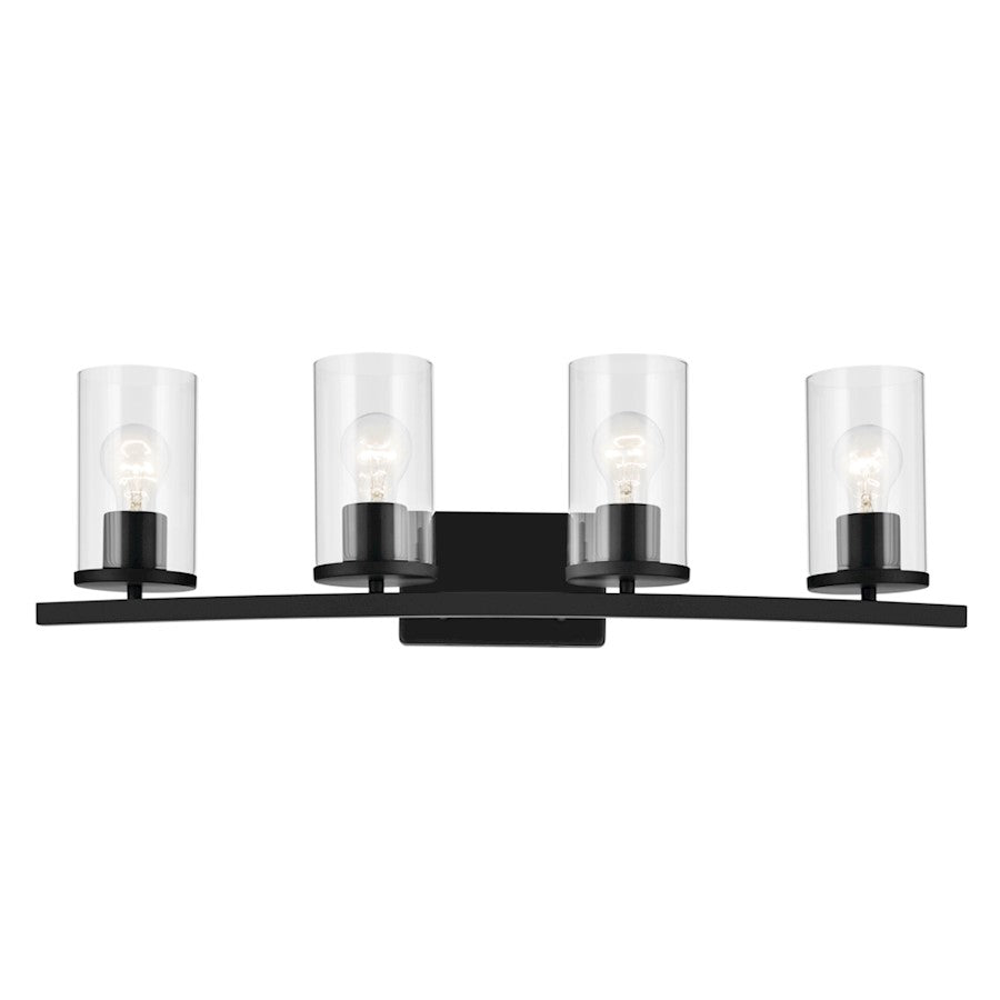 4 Light Linear 8.75" Bathroom Vanity Light, Black