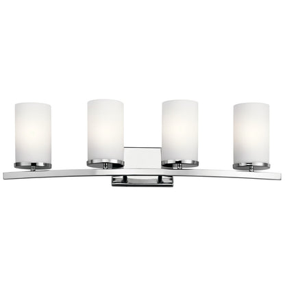 Kichler Crosby 31in 4-Light Bath Vanity Light | Chrome and Satin Etched Opal Glass | Bathroom Vanity | 31 x 6.75 x 8.75 in | Model 45498CH