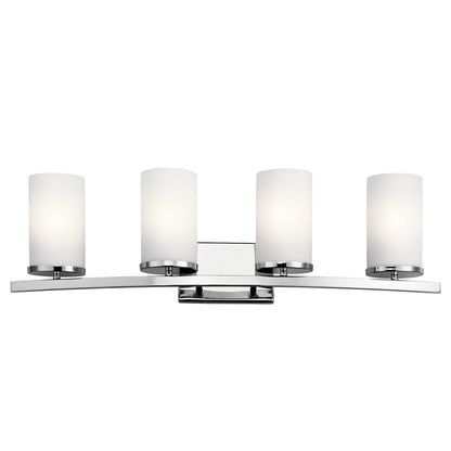 Kichler Crosby 31in 4-Light Bath Vanity Light | Chrome and Satin Etched Opal Glass | Bathroom Vanity | 31 x 6.75 x 8.75 in | Model 45498CH