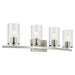 Kichler Crosby 4 Light Linear 8.75" Vanity Light, Nickel/Clear - 45498NICLR