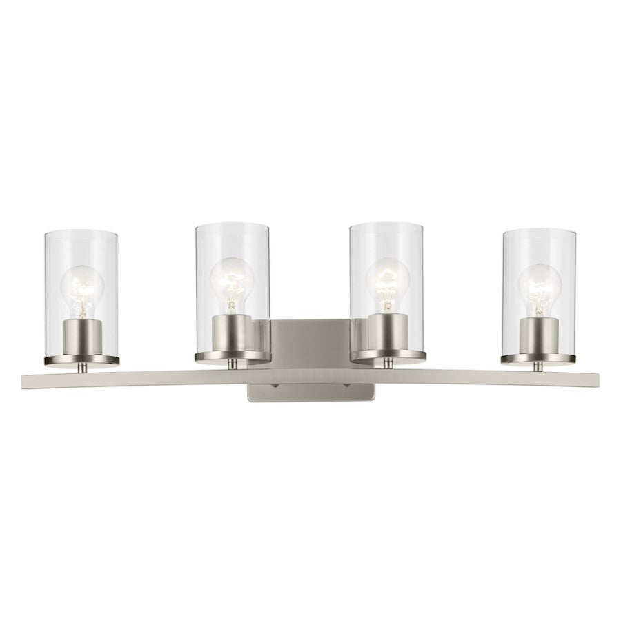 4 Light Linear 8.75" Bathroom Vanity Light, Nickel