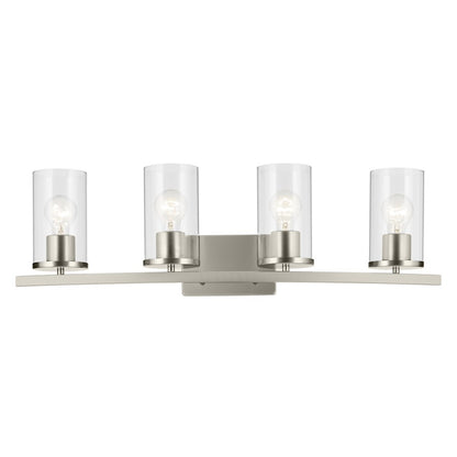 4 Light Linear 8.75" Bathroom Vanity Light, Nickel