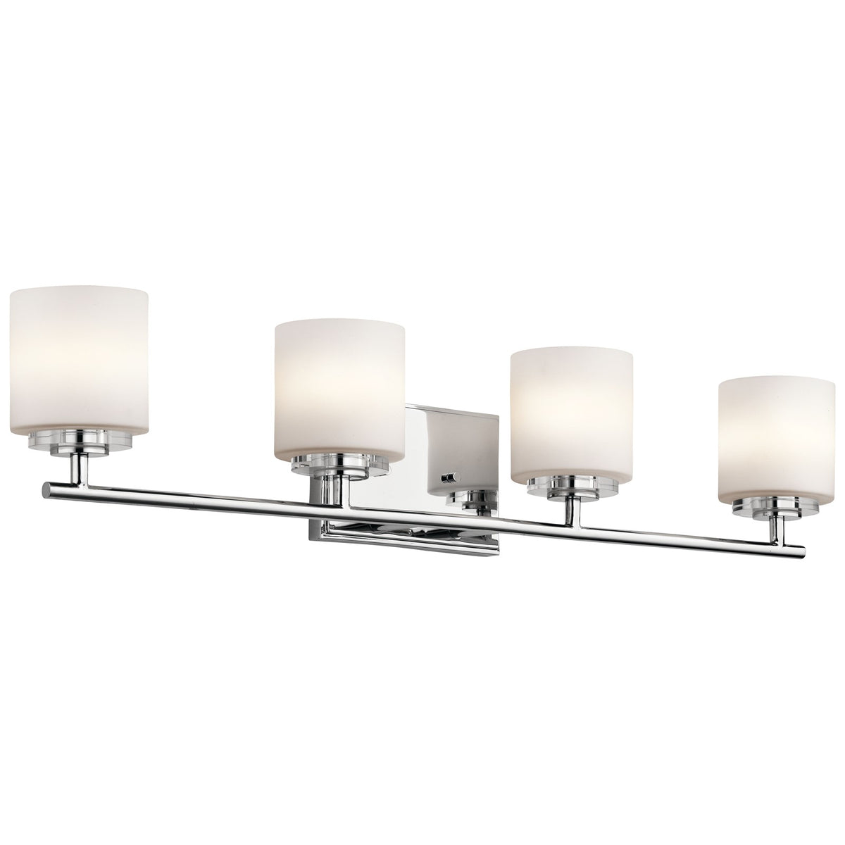 Kichler O Hara 4-Light Bath Bar | Chrome and Satin Etched Cased Opal Glass | Bathroom Vanity | 31 x 6 in | Model 45503CH