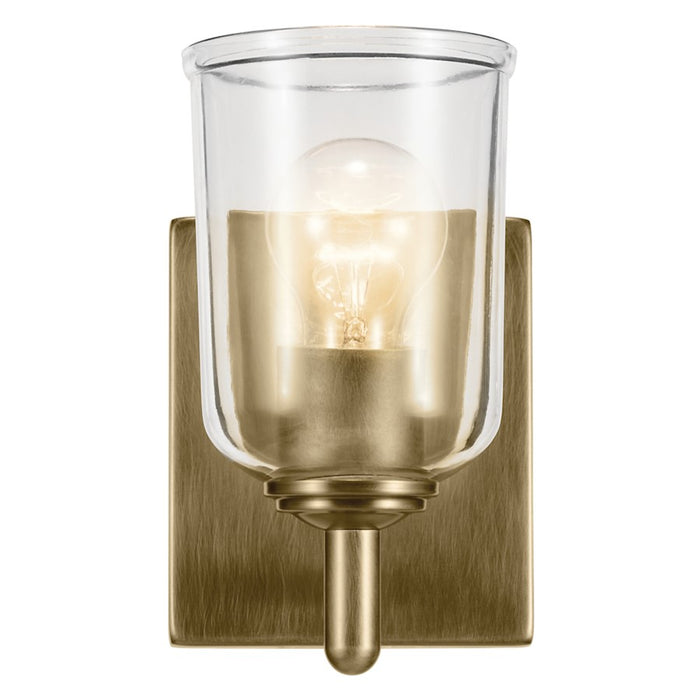 Kichler Shailene 1 Light Bell 8.25" Wall Sconce, Brass/Clear