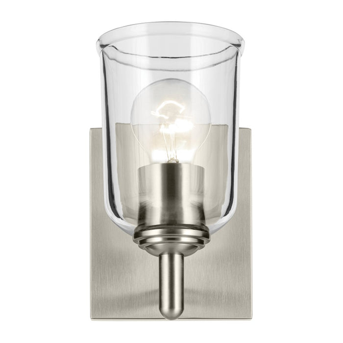 Kichler Shailene 1 Light Bell 8.25" Wall Sconce, Nickel/Clear