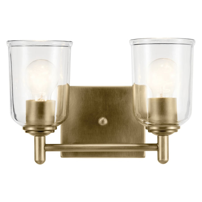 Kichler Shailene 2 Light Linear 8.25" Vanity Light, Brass/Clear - 45573NBRCLR