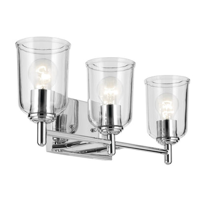 Kichler Shailene 3 Light Linear 8.25" Vanity Light, Chrome/Clear - 45574CHCLR