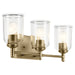 Kichler Shailene 3 Light Linear 8.25" Vanity Light, Brass/Clear - 45574NBRCLR