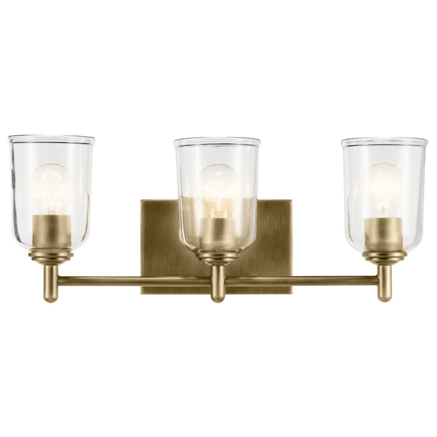 3 Light Linear 8.25" Bathroom Vanity Light, Brass