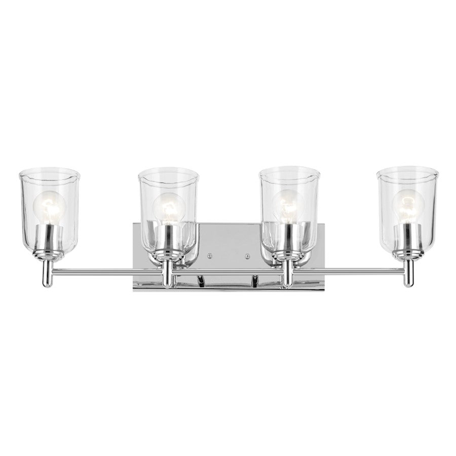 4 Light Linear 8.25" Bathroom Vanity Light, Chrome