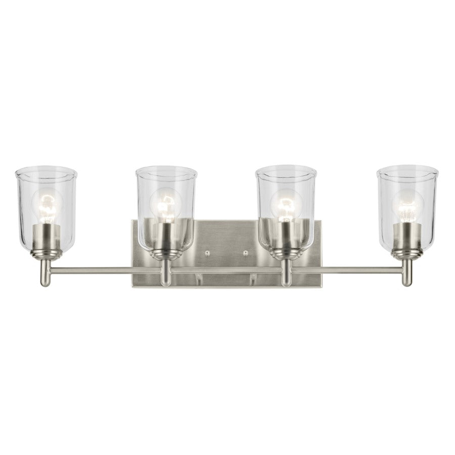 4 Light Linear 8.25" Bathroom Vanity Light, Nickel