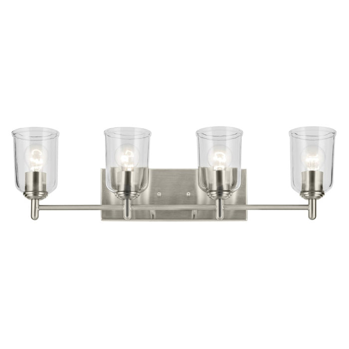 Kichler Shailene 4 Light Linear 8.25" Vanity Light, Nickel/Clear