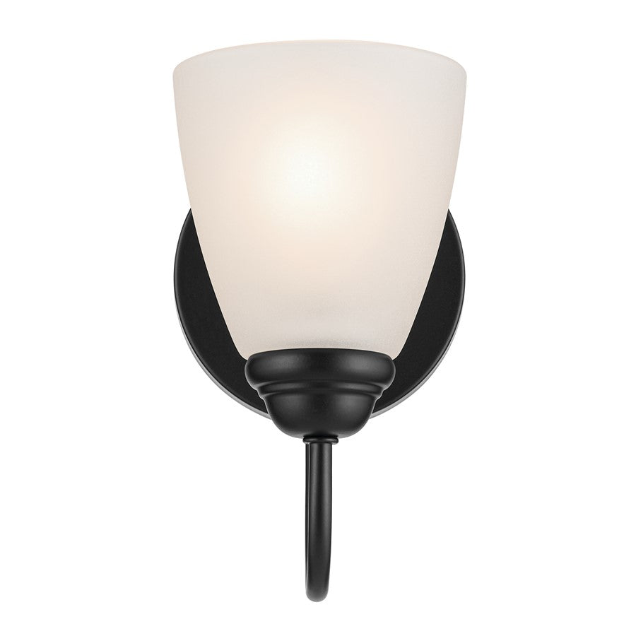 Kichler Jolie 1 Light Wall Sconce, Black/Clear Satin Etched