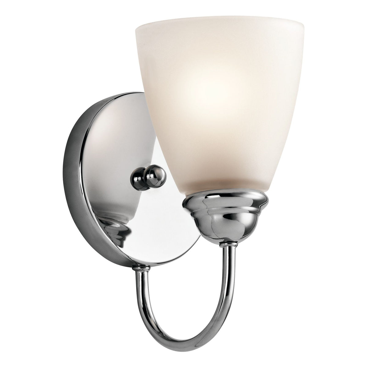 Kichler Jolie 9in 1-Light Wall Sconce | Transitional Chrome and Satin Etched Glass | Living Room & Hallway Accent | 5 x 9 x 6.25 in | Model 45637CH
