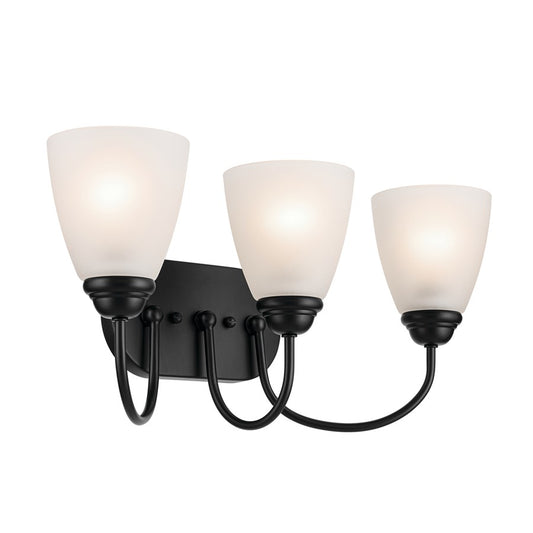 Kichler Jolie 3 Light Bath Light, Black/Satin Etched Cased Opal - 45639BK