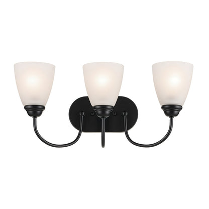Kichler Jolie 3 Light Bath Light, Black/Satin Etched Cased Opal