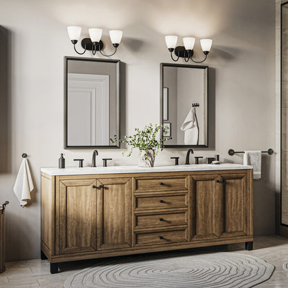 Kichler Jolie 3 Light Bath Light, Black/Satin Etched Cased Opal