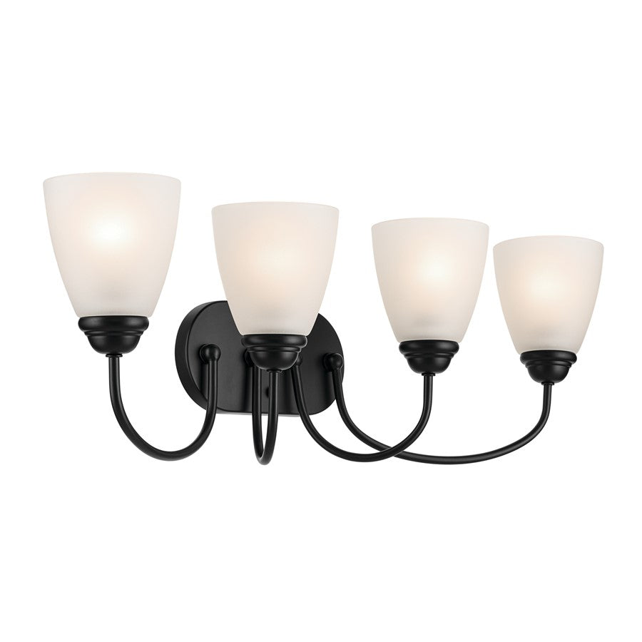 Kichler Jolie 4 Light Bath Light, Black/Satin Etched Cased Opal - 45640BK