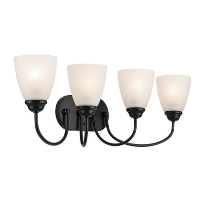 Kichler Jolie 4 Light Bath Light, Black/Satin Etched Cased Opal - 45640BK