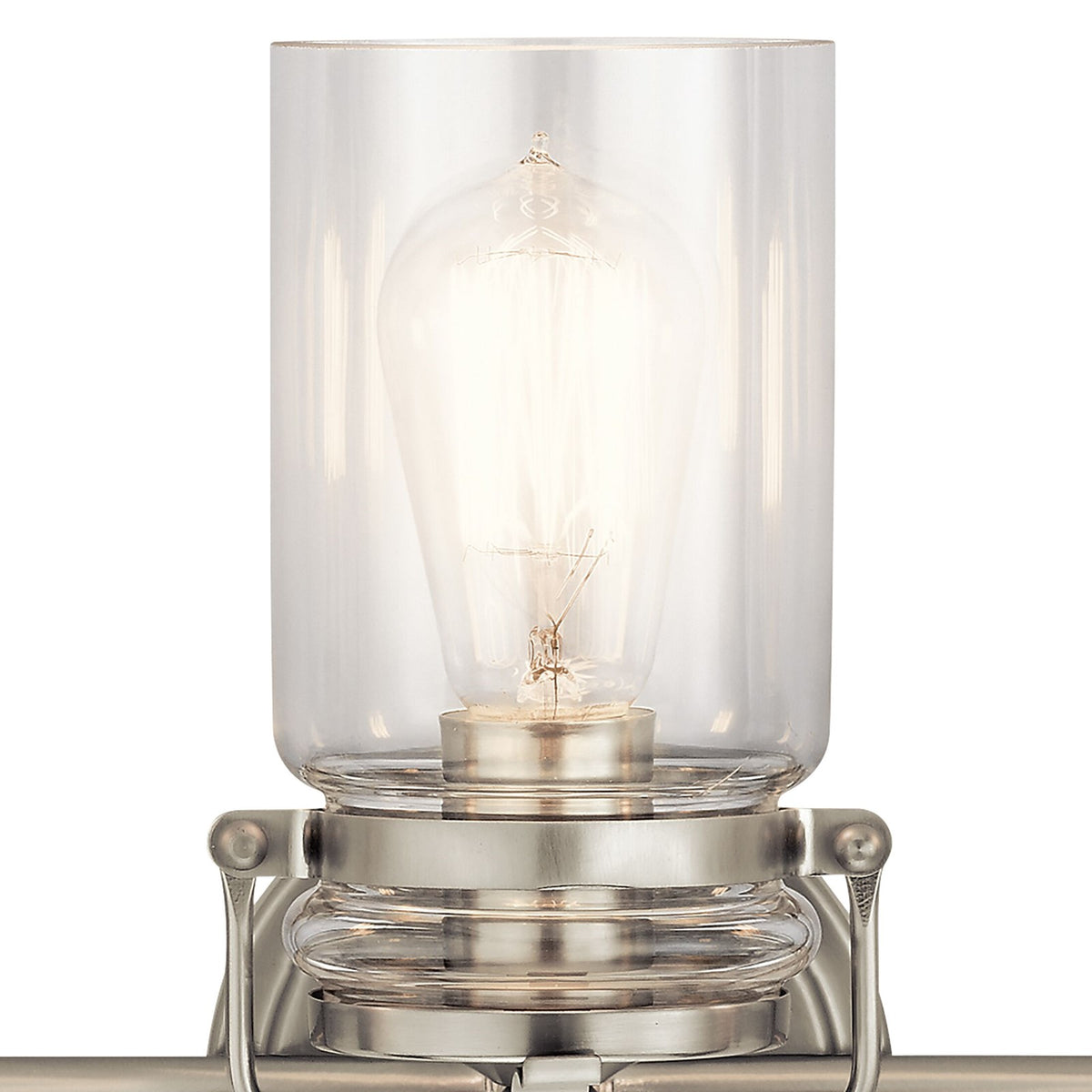 Kichler Brinley 24in 3-Light Bath Vanity Light | Rustic Brushed Nickel | Bathroom Vanity | 24 x 6.5 x 10 in | Model 45689NI