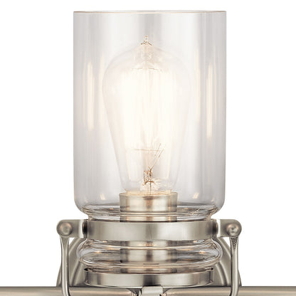 Kichler Brinley 24in 3-Light Bath Vanity Light | Rustic Brushed Nickel | Bathroom Vanity | 24 x 6.5 x 10 in | Model 45689NI