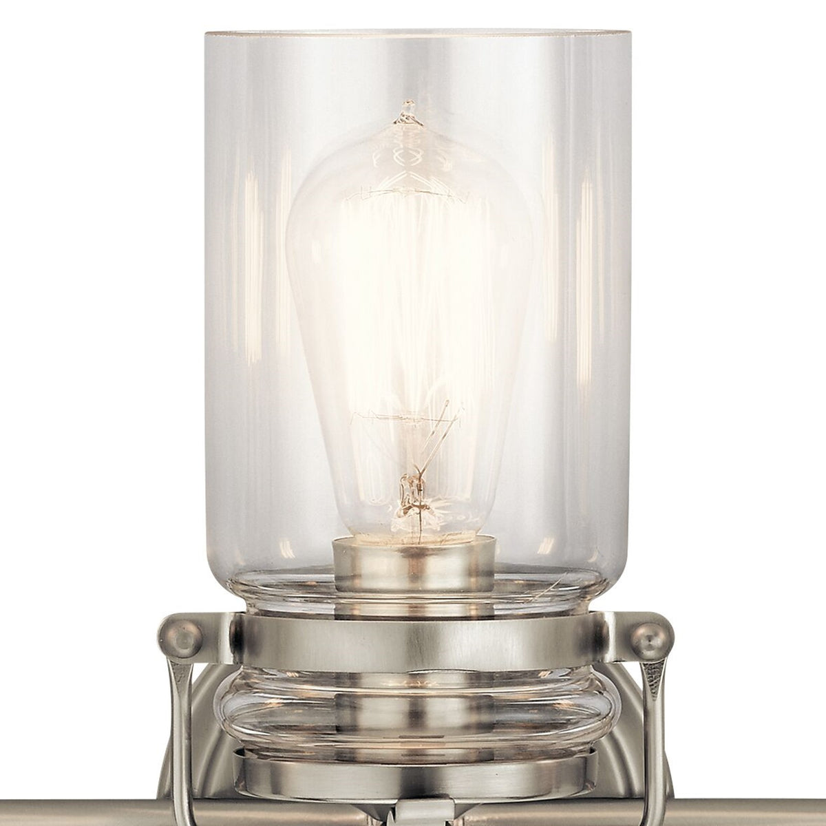 Kichler Brinley 24in 3-Light Bath Vanity Light | Rustic Brushed Nickel | Bathroom Vanity | 24 x 6.5 x 10 in | Model 45689NI